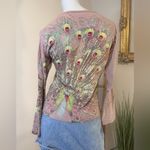 Oilily Peacock Print Top Dusty Rose Long Sleeve T Vintage Y2K Medium Pink Photo 5