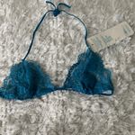 NWT Teal Blue Sheer Lace Stretch Bralette Sz Large Adjustable Photo 7