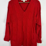 The Limited Vintage  Red Cable Knit Sweater Womens Small Oversized Cozy Preppy Photo 0
