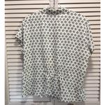 Covington  Cream/Green Geo Chiffon Button Up Collar‎ Blouse Size XL Short Sleeve Photo 4