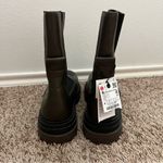 ZARA  Chelsea brown leather ankle boots lug sole NWT Photo 7
