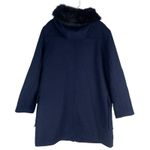 Ann Taylor  Weekend Collection Faux Fur Trim Wool Duffle Coat Blue Size M Photo 9