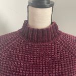 H&M Burgundy Velour Waffle Knit Mock Neck Crop Sweater Women's XS Photo 1