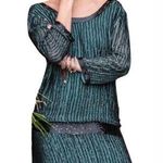Handmade Cocktail Dress Blouson Black/Green Embellished Open Back Boat Neck Mini Medium Photo 0