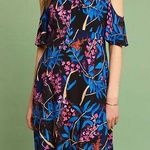 Maeve Anthropologie Elia Tropical Floral Open Shoulder Flutter Sleeve Dress 8 Photo 0