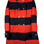 Tommy Hilfiger  Red Navy Stripe Double Breasted Trench Coat Jacket Size S P Photo 0