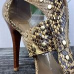 Stuart Weitzman Python Snake Print Cage Stud Heel Shoes 7.5 Photo 4