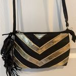 Black and Gold Metallic stripe faux leather bag Photo 0