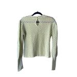 Le lis  crochet floral knit chartreuse open weave sweater 100%cotton top Sheer Photo 3