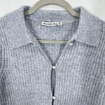 Abercrombie & Fitch  Gray Ribbed Button Front Short Sleeve Collared Sweater Top Photo 1