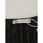 ZARA black plisse ruffle top Sz M Keyhole Neck Long Sleeve Elastic Waist Photo 6