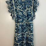 House of Harlow Melba Blue Floral Ruffle Button Front Sleeveless Mini Dress XS Photo 0