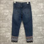 Hayden  Dark Blue Embroidered Cropped Jeans Photo 1
