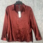 Eileen Fisher Women size large Classic Collar Stretch Silk Button-Up Shirt Nwt Photo 1