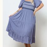 Baltic Born NEW Newcastle Blue Embroidered Puff Sleeve Smocked Midi Dress Large Photo 0