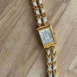 Sonnet Ladies Watch Gold Tone and White Leather Weave Bracelet White Dial Photo 3