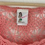 Hula-La Vintage Y2K Coral Pink Crochet Summer Beach Swim Cover Up Mini Dress Photo 6