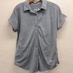 Smartwool  Heathered Gray Cuffed Short Sleeve Button Front Polo Shirt Size Small Photo 0