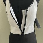 Bebe  White Ribbed Zip Sports Bra Photo 5