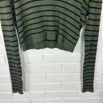 Seraphine Maternity Green Ribbed Knit Striped Cropped Sweater Size US 6 Photo 2