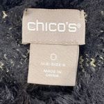 Chico's  Fuzzy Metallic‎ Sweater Sparkle Party Top Black Gold Size S Photo 3