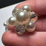 Vintage Laguna Faux Pearl & Crystal Bead Cluster Silver Tone Clip On Earrings Photo 2