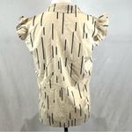 Ivory and black notched vneck short ruffle cap sleeve top size 6 Photo 2