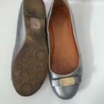 Marc Jacobs MARC BY Tuxedo Logo Plaque Silver Leather Ballet Flats Photo 3