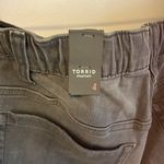 Torrid  Crop Pull On Boyfriend Straight Gray/Black Tuxedo Stripe Jeans Photo 8