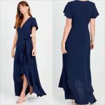 Altar'd State  Springvale Maxi Dress Size Medium Navy NEW Faux Wrap Hi Low Photo 1