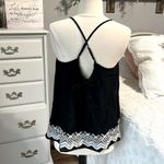 Old Navy Spaghetti Strap Black Flowy Top White Embroidery New Photo 6