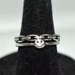 Source Unknown NWOT Trendy S925 Sterling Chunky Chain Design Smiley Face Size 7 Cuff Ring Photo 1