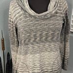 Max Studio Women's Size Small Scoop Neck Gray Black and Tan Sweater Photo 0