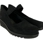 Loints Of Holland Maryjane Shoes Womens 41 9.5 10 Black Wedge Pebbled‎ Leather Photo 0
