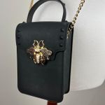 Black Crossbody Cell Phone Bag With Golden Bee Accent Studded Mini Purse Photo 0