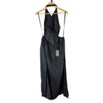 All Saints Ludo Black Cut Out Open Back Halter Linen Blend Midi Dress Size US 8 Photo 4