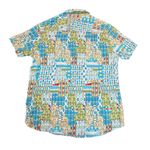 Vatpove Shirt Womens Medium Green Blue Aztec Madras Coastal Country Vacation Photo 7