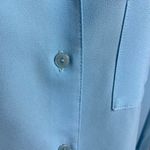 Womens Button Down Dress Blouse Lightweight Blue Top Plus Size 1X Shoulder Pads Photo 2