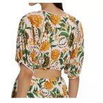 Farm Rio  Biriba Fruit Puff-Sleeve Crop Top in Off White Size Small New $140 Photo 4