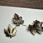 Rustic Metal Autumn Fall Leaf Brooch Pin Lot Of 3 Leaves Great For Thanksgiving Photo 3