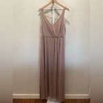 Thread Velvet Maxi Dress With Shirred Bodice and Front Slit Size 14 Gray Photo 2