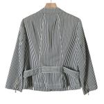 St. John Zip Up Lightweight Blazer Jacket in Navy White Stripe Size Medium Photo 3