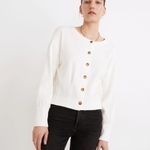 Madewell Ottoman Jacquard Button-Front Cardigan Top Medium Cream Photo 9