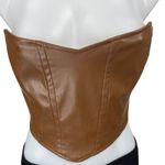 Princess Polly Brown Faux Vegan Leather Sleeveless Bandeau Crop Tube Tank Top 6 Photo 2