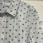 Gap  FITTED BOYFRIEND SHIRT Blue White Stripes Green Navy Tufts Womens Size XL Photo 1