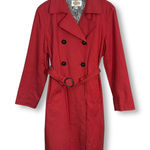 Talbots  Red Trench Coat‎ Women's Double Breasted Belted Lightweight Jacket 12 Photo 0