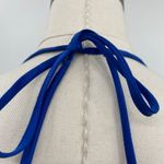 Vintage 90s Halter Neck Lace Up Bodice Mini Dress Satin Royal Blue NEW Womens 4 Photo 11