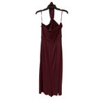 Cinq A Sept Kaily Maroon Backless Halter Gown Photo 2