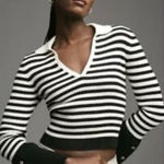 Anthropologie Maeve bell sleeve polo Cream Sweater XS Photo 0