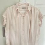 Madewell Striped Central Blouse Women's XS Shirt Pink White Button Down Beach Photo 2
